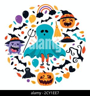 Happy Funny Child Celebrating Halloween Stock Vector