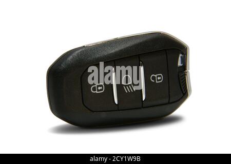 Pop-up car key isolated on white background Stock Photo