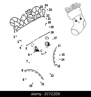 Dot to dot. Draw a line. Handwriting practice. Learning numbers for kids. Education worksheet. Activity coloring page. Cartoon style. With answer. Stock Vector