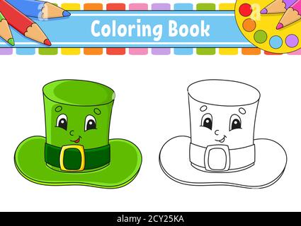 Coloring book for kids. St. Patrick's day. Cartoon character. Vector illustration. Black contour silhouette. Isolated on white background. Stock Vector