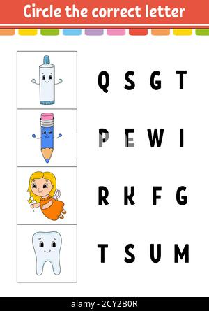 Circle the correct letter. Education developing worksheet. Learning