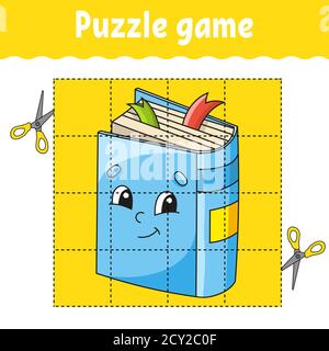 Puzzle game for kids. Education developing worksheet. Back to school. Color activity page. For toddler. Riddle for preschool. Isolated vector illustra Stock Vector