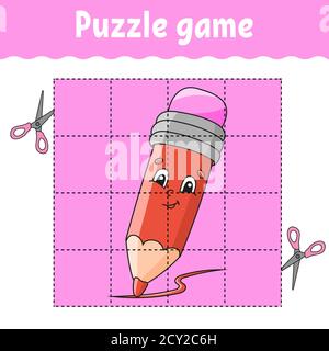 Puzzle game for kids. Education developing worksheet. Back to school. Color activity page. For toddler. Riddle for preschool. Isolated vector illustra Stock Vector