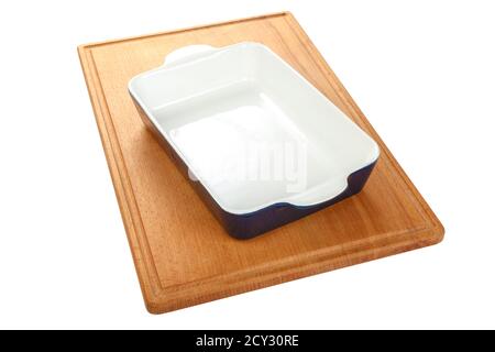 Ceramic cooking baking dish isolated on a white background. Stock Photo
