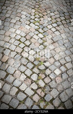 Classic design on a cobblestoned road in Helsingor, Denmark. Stock Photo