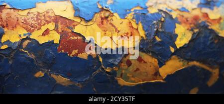 Blue painted metal with a rust texture Stock Photo