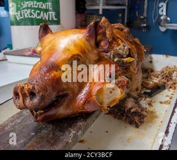 Horneo pig for sale at local market Stock Photo