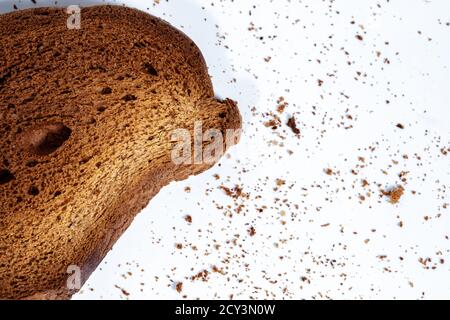 crumbs of cookie macro isolated on white background Stock Photo