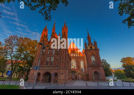 UNESCO heritage St. Anne's Church in Vilnius capital Lithuania Stock Photo