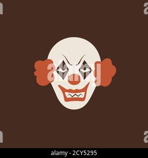 Duotone Cartoon halloween scary clown icon. Smiley and evil emotions Stock Vector