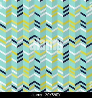 Retro mid century geo geometric pattern. Vintage colors - mint, mustard yellow, navy blue. 70s vintage geometry Stock Vector