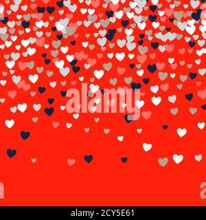 Cute little hearts pattern, random order. Perfect multicolor hearts backround for Valentines Day greeting card or wedding design. Small heart shapes i Stock Vector