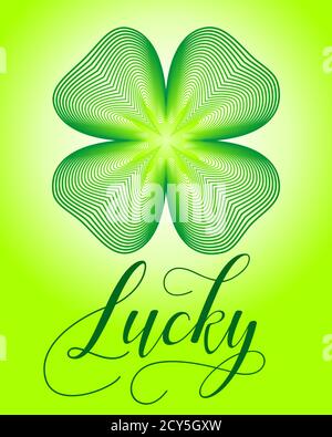 Lucky clover. St Patricks Day shamrock vector illustration. Four-leaf clover icon. Stock Vector