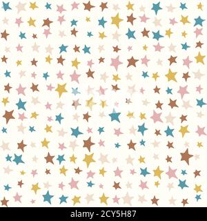 Multicolor stars kids pattern, random pastel colors - Cute kids background. Seamless vector pattern. Colorful childrens wallpapers background or kids Stock Vector