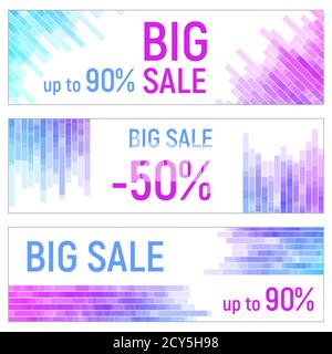 Three banners, Colorful abstract geometric business background. Digital futuristic minimalism. Vector illustration. Stock Vector