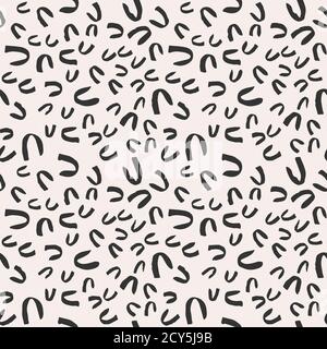 Simple hand-drawn ink doodles, seamless pattern, abstract geometric background. Random brush strokes. Simple and useful ink texture design. Vector ill Stock Vector