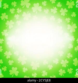 Vector illustration of clover leaves on white. St Patrick's Day greeting card with lucky shamrocks on background Stock Vector