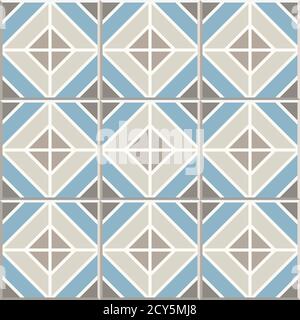 Ancient floor ceramic tiles. Flooring tiling seamless vector background. Vector illustration. Victorian English floor tiling design. Portuguese cement Stock Vector
