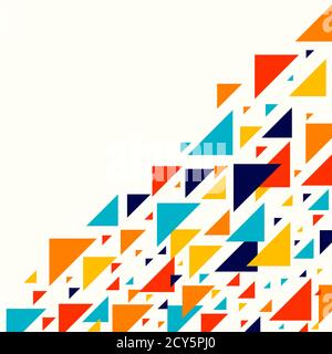 Abstract geometric background - multicolor triangles pattern. Vector illustration. Red, yellow, orange, navy blue colors. Rainbow colored triangles mo Stock Vector