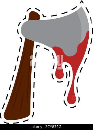 Isolated ax halloween october scary icon sticker- Vector Stock Vector
