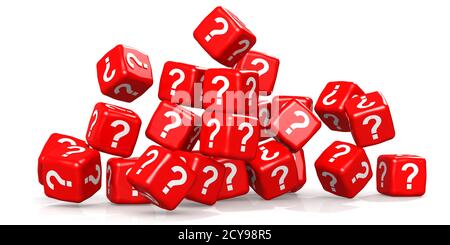 Question mark cubes isolated on white background, 3D rendering Stock Photo
