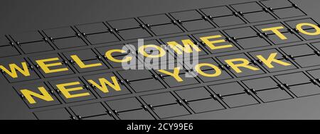 Welcome to New York sign on flip board , 3D rendering Stock Photo