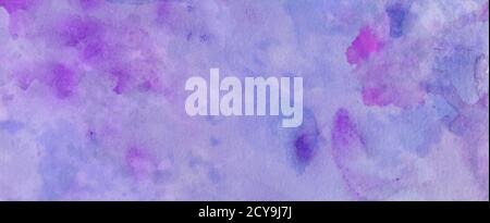 Blue purple and pink watercolor background, paper texture with abstract painted stains and blotches with distressed grunge textured bleed in pastel co Stock Photo