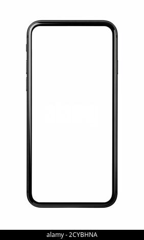 New realistic mobile phone smartphone mockup with a white screen on a white background Stock Photo