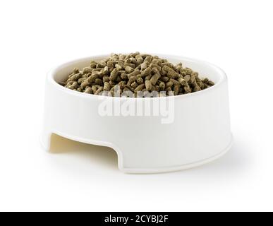 Rabbit pet food on a white background Stock Photo