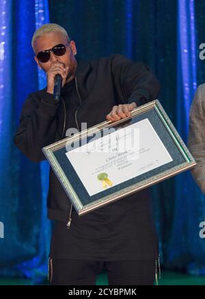 Recording Artist Chris Brown Accepts A Special Citation Of Achievement At The 14 Bmi R B Hip