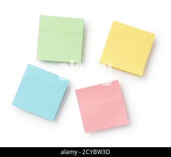 Four colorful sticky notes on a white background Stock Photo