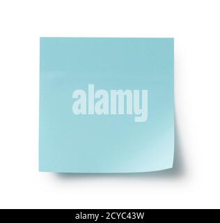 Blue sticky notes on a white background Stock Photo