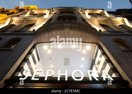 Facade of the Sephora store on the avenue des Champs-Elysées, Paris ...
