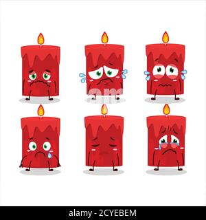 Red candle cartoon character with sad expression Stock Vector