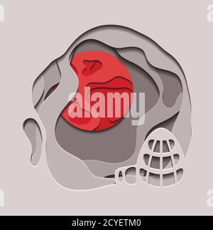 3d illustration of settlement on mars cut out from paper. Space tourism. Vector element for articles, banners and your creativity. Stock Vector