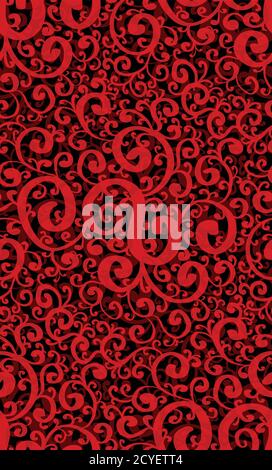 Gothic vintage doodle pattern. Vector red tracery texture for wrapping paper, fabrics, backgrounds and your creativity. Stock Vector