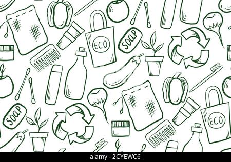 Seamless pattern with hand drawn Zero Was objects. Vector doodle texture for wallpaper, textile, background and your design Stock Vector