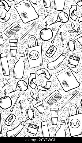 Seamless pattern with hand drawn Zero Was objects. Vector doodle texture for wallpaper, textile, background and your design Stock Vector