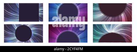 Set of horizontal templates with radial rays. Abstract background. Vector element for certificates, business cards, banners, invitation cards and your Stock Vector