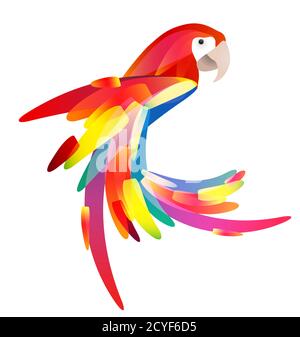 Stylized illustration of a parrot with a multicolored tail. Vector element for logos, icons and your design Stock Vector