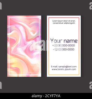 Template of two sided business card with a holographic background. Vector element for your design. Stock Vector