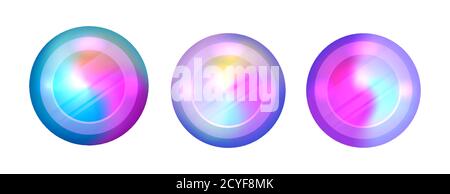 Set of round holographic banners. Blurred rainbow elements. The lens of the camera. Vector circles for your design. Stock Vector