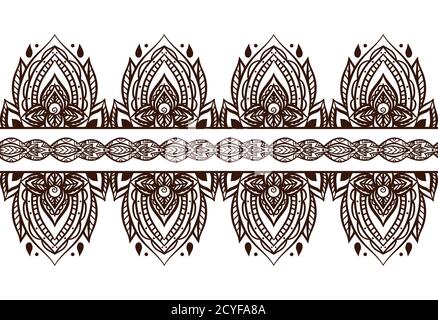 Seamless mehendi pattern. Vector border for frames, cards, invitations, tattoos and your design Stock Vector