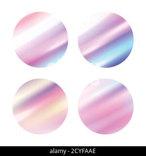 Set of round holographic banners. Vector foil element for your design Stock Vector