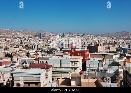 The panoramic view of Abha city, Saudi Arabia Stock Photo