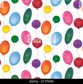 Seamless texture with festive balloons on a white background. Vector pattern for wrapping paper, fabrics and your design Stock Vector