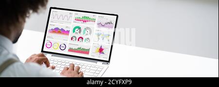 African American Business Man Using Data Analytics Stock Photo