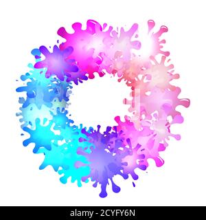 Round frame of multicolored blots of paint with place for text. Vector element for greeting cards, banners, invitation cards and your design Stock Vector