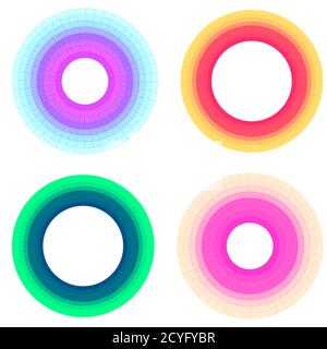 Set of round frames made of multicolored blocks with place for text. Vector element for greeting cards, invitation cards and your design. Stock Vector
