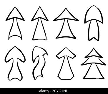 Set of hand drawn various index arrows. Vector black and white element for infographic and your design Stock Vector
